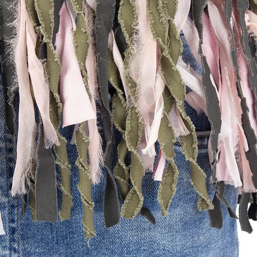 65409 auth CHANEL olive green cotton 2017 CUBA FRINGED Short Sleeve Jacket 36 XS - Picture 6 of 7
