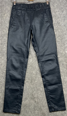 Bevy Flog Shely Navy Blue Original Pants Womens 24 Coated Vegan Elastic Stretch