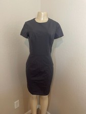Banana Republic Sheath Dress Women's 6 Gray Cotton Stretch Back Zip Short Sleeve