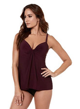 Miraclesuit Marina Underwire Bra Tankini Top Dark Purple Size 8 MSRP 110