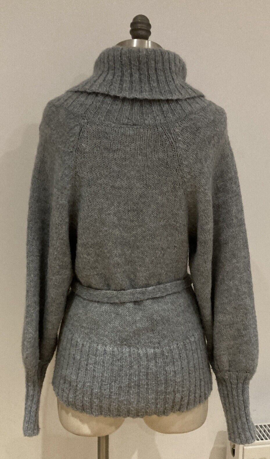 Vintage 90s Y2K 00s New Look Old Label Grey Cowl Neck Sweater, Size 12 UK 5