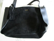 Mark and Graham tassel suede  handbag Monogrammed KCM black  New wo tag