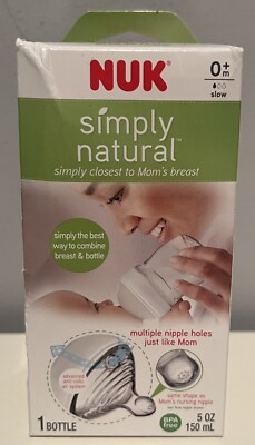 Authentic Nuk Simply Natural Bottle 5 OZ 150 mL anti-colic Ergonomic