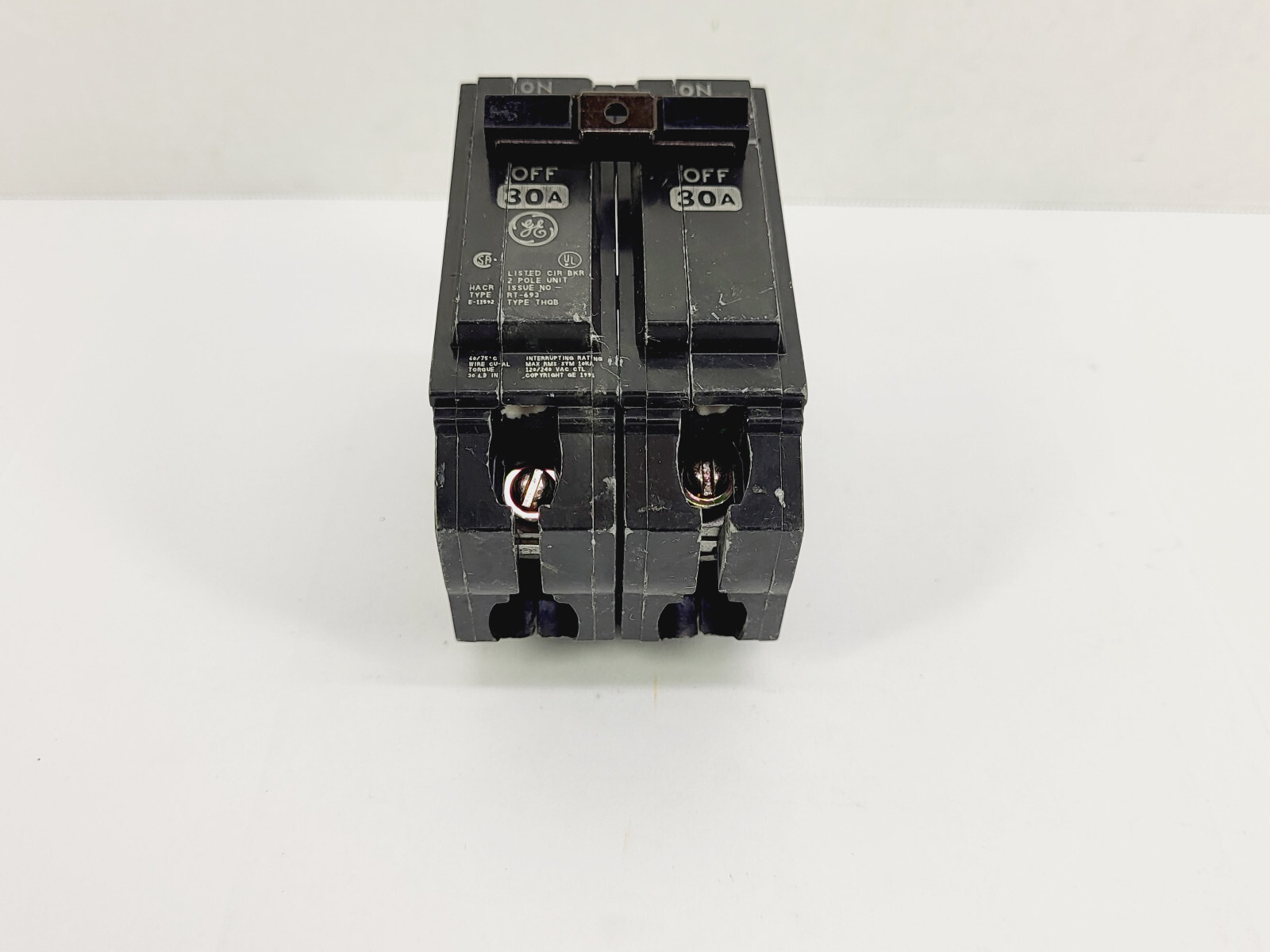 GE Type THQB RT-693 Molded Case Bolt-On Circuit Breaker (30A, 120/240V ...