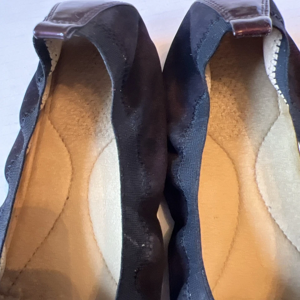 Zapatos planos de ballet Geox Respira 39/9 brillo marrón para mujer tela cómodos💖 Foto 3 de 4