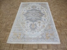 6'1 x 9'3 Hand Knotted Beige Wool & Silk Serapi Oriental Rug G15303