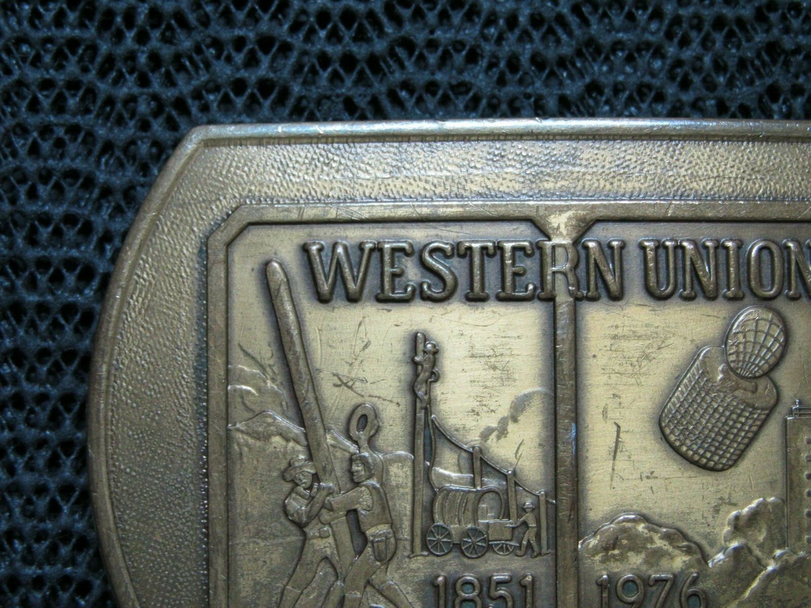 WESTERN UNION 18511976 BRASS BELT BUCKLE! VINTAGE! R… Gem