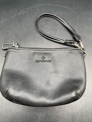 Samsonite Black Leather Wristlet Wallet Small Handbag  4  x 6.5 