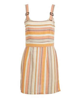 Orange Stripe Sleeveless A-Line Dress SIZE S