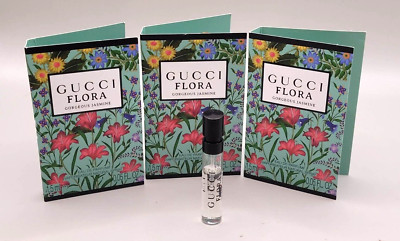 3 X GUCCI FLORA GORGEOUS JASMINE EDP EAU DE PARFUM SPRAY SAMPLE VIALS 1.5ML