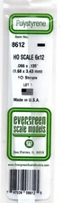 Evergreen 8612 Styrene Strip HO Scale 6 x 12" 14" Long pkg (10)