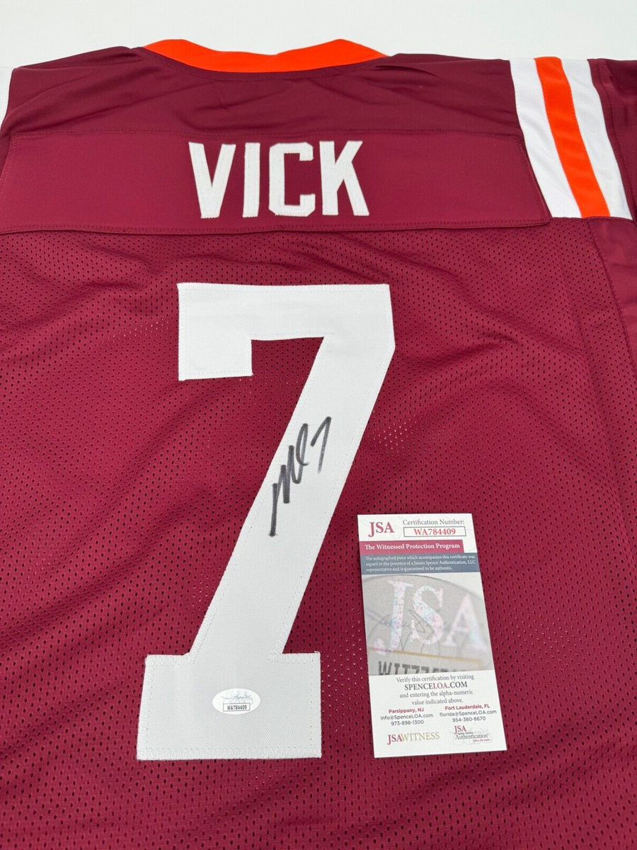 MICHAEL VICK VIRGINIA TECH SIGNED CUSTOM MAROONE TB JERSEY JSA