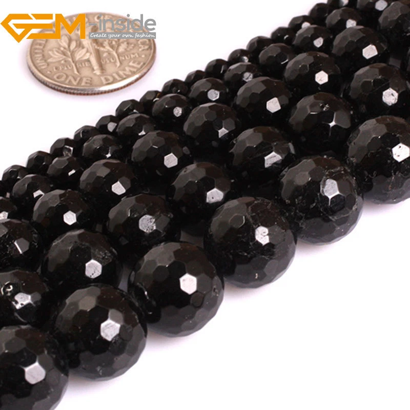 Natural Black Tourmaline Gemstone Round Loose Beads For Jewellery Making 15" UK - Image 2 of 4