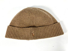 Vtg POLO RALPH LAUREN Brown Warm Pony-Logo RIBBED WINTER BEANIE Ski Hat Hike Cap