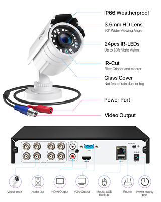 Kit Di Sicurezza ZOSI 8 Canali 1080P Con 4 Telecamere Esterno - DVR 1TB, Visione Notturna 24m, App Mobile - Foto 8