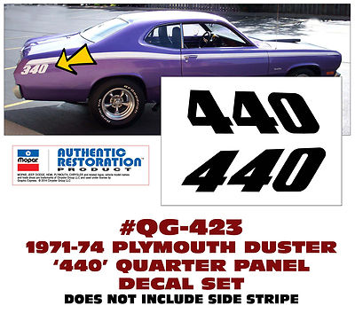 QG-423 1971-74 PLYMOUTH DUSTER - 440 QUARTER PANEL DECAL SET - LICENSED