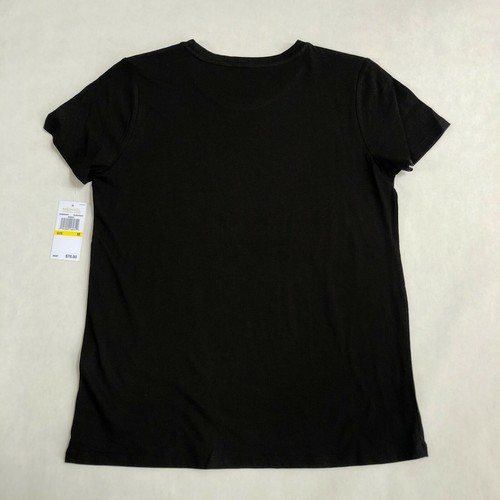NWT Womens Michael Kors Black T-shirt Gold Sequin MK Logo Gold Mirrored S M L XL - 第 3/3 張圖片