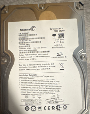 Seagate Barracuda ES.2 1000GB 7200RPM 32MB 3.5'' SATA HDD (ST31000340NS)