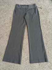 NWT Express Editor Pants Womens 6 R Gray Flare Low Rise Wide Waistband Stretch