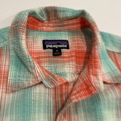 Patagonia Medium Puckerware Shirt Short Sleeve 53004 Plaid Cotton