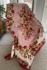 Vintage April Cornell - Tablecloth- 83" x 60" - Red Floral