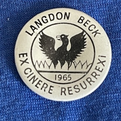 Youth Hostel Pin Badge Langdon Beck County DURHAM Ex Ceinere Resurrexi 1965