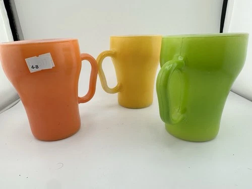 Vintage Anchor Hocking FIRE KING Soda Fountain Mugs Orange,Green, Yellow FREE SH