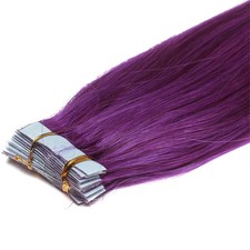 Tape in Hair Extensions Real Human Hair Skin Wefts Stunning Purple 16inch 40pcs