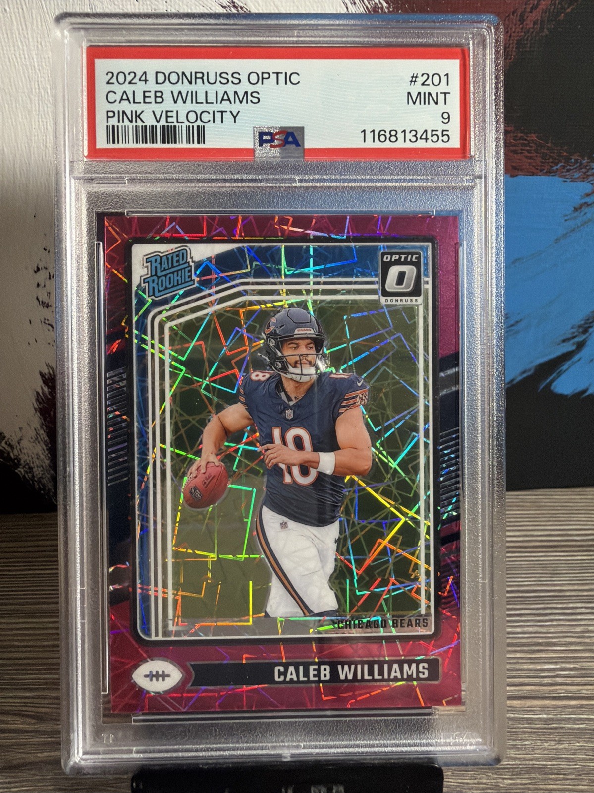 2024 Panini Optic - Rated Rookie Caleb Williams #201 Pink Velocity Prizm /80 RC