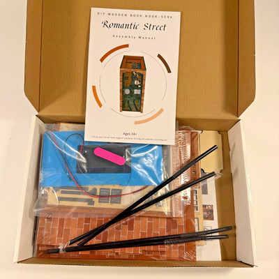 CUTEBEE DIY Book Nook Kit ''Romantic Street''   Wooden Bookshelf Insert with Light