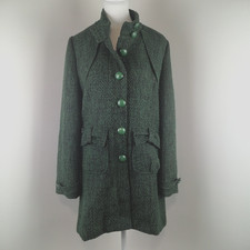 Womens Wool Heavy Winter Vintage Coat Size 12 Ajoy Emerald Green Jacket Retro