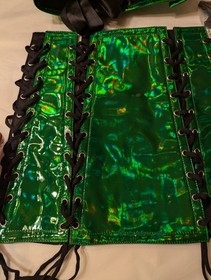 Lavish By Daisy Corsets Small Green Holo Bustier And Skirt Set NWT