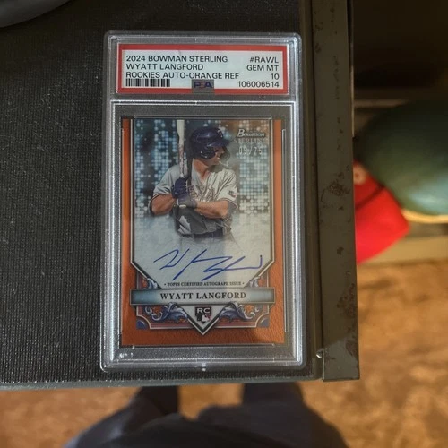 2024 Bowman Sterling Baseball Wyatt Langford RC Auto Orange 09/75 PSA 10 RA-WL