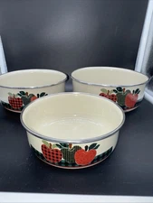 Apple Jack Enamel Nesting Serving Bowls Great For Apple Theme Collectors