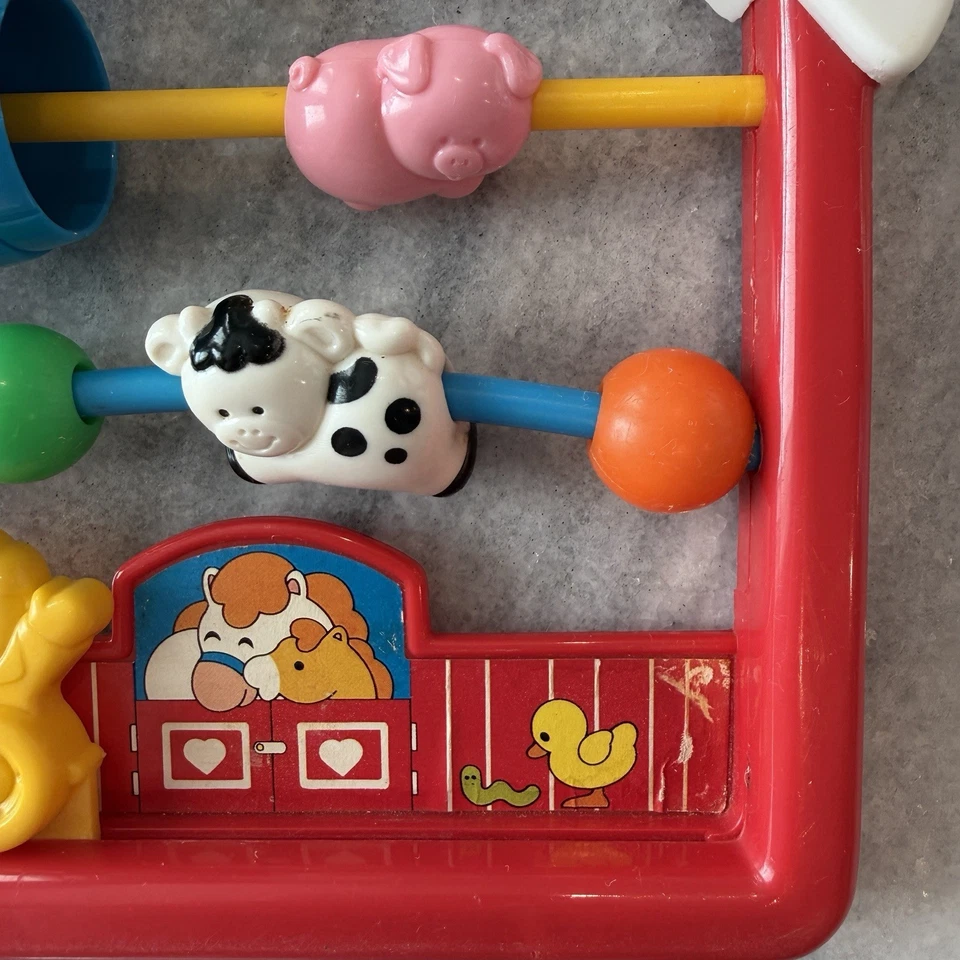 DE COLECCIÓN 1991 FISHER PRICE BEBÉ SONAJERO JUGUETE DE DESARROLLO ANIMALES DE GRANJA GRANERO APRENDER Foto 3 de 4