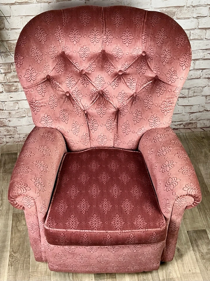 Vintage GREENSMITH RELAXA MINOR ROCKER CHAIR Pink Floral 1990s Retro Armchair - Image 2 of 4