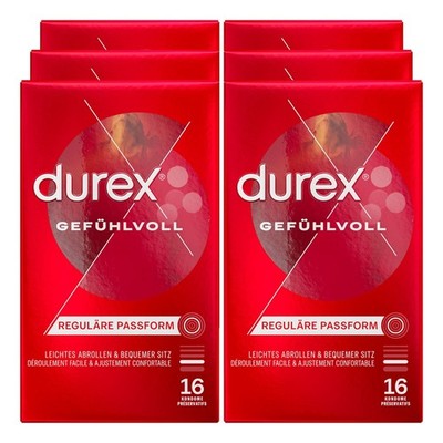 Durex Kondome Gefühlvoll 16st , 6er Pack, Gesamt = 96Stück Mega Pack  und Preis