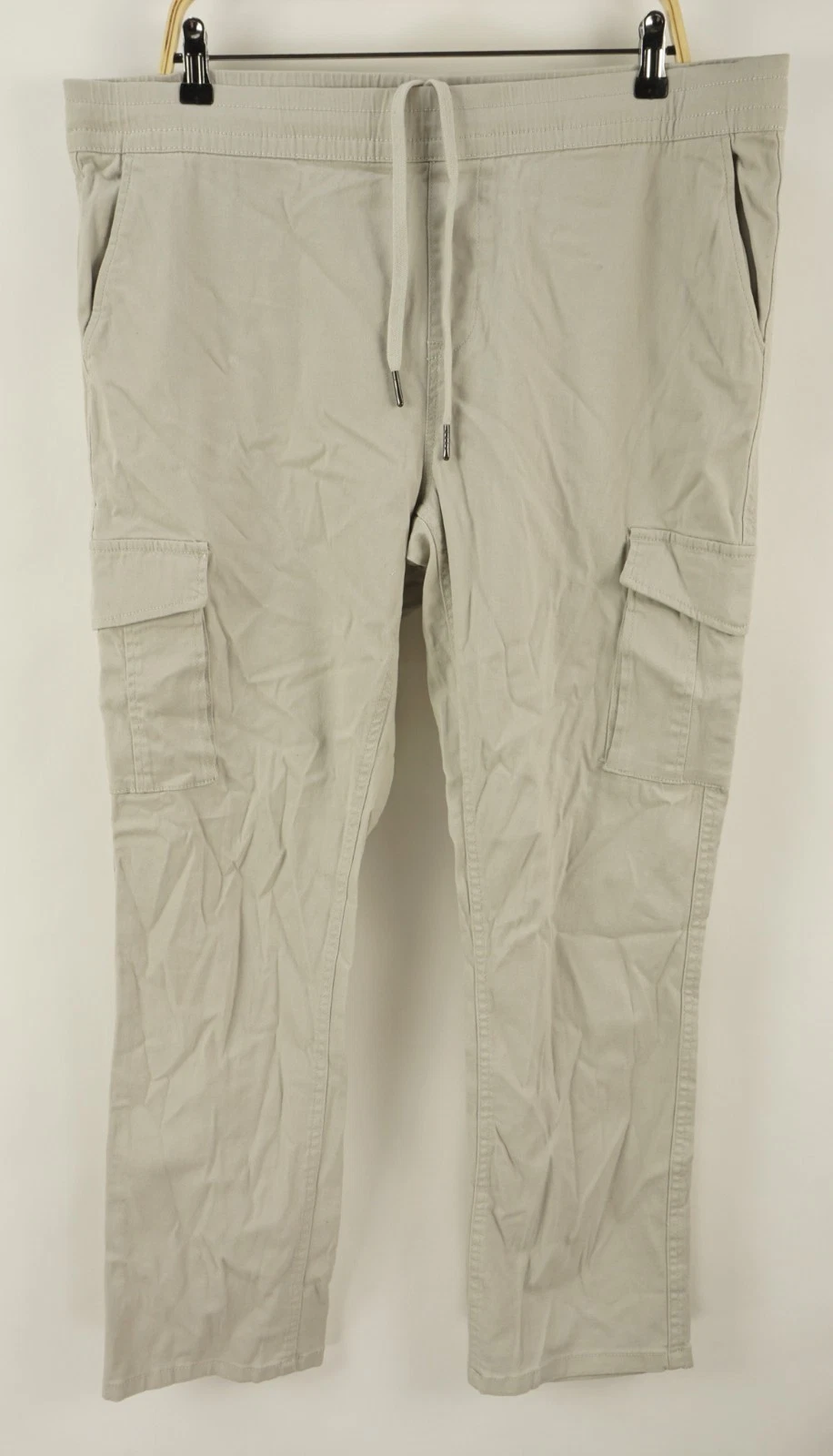New HEDGE Men's 2XL x 30" Beige Lightweight Woven Cotton Drawstring Cargo Pants