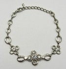 Silver Tone Crystal Style Flower Link Bracelet Adjustable Ladies Jewellery