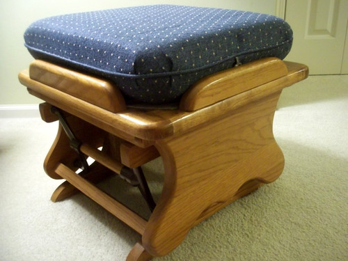 Upholstered Reversible Blue Ottoman Footstool Rocker Glider Baby Nursery NICE!