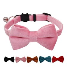 WDPAWS Cat Collar Breakaway with Bell and Removable Bow Tie Safety S, Pink