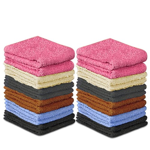 100% Cotton - Wash Cloth Set - Pack of 24 Flannel Face Cloths Highly Absorb