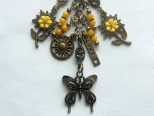 BUTTERFLY SUNFLOWERS SUN LOVE KEY CHAIN CLIP FOR PURSE FOB DESIGNER BAGS