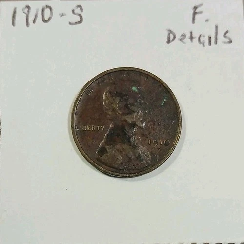 1910-S Lincoln Wheat Cent San Francisco Mint Fine- Details - Corrosion