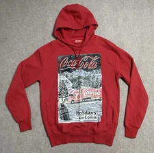 Coca-Cola Primark Christmas Red Holiday Embroidered Hoodie Sweatshirt Sweater