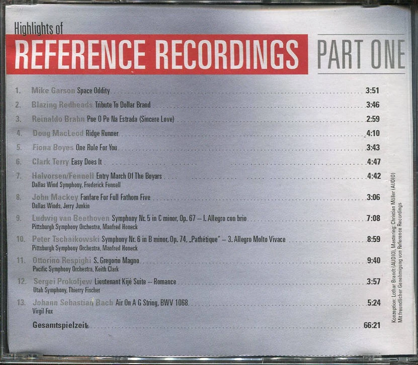 CD  AUDIO NAD  HIGHLIGHTS OF REFERENCE RECORDINGS PART ONE  2020 - Bild 2 von 3
