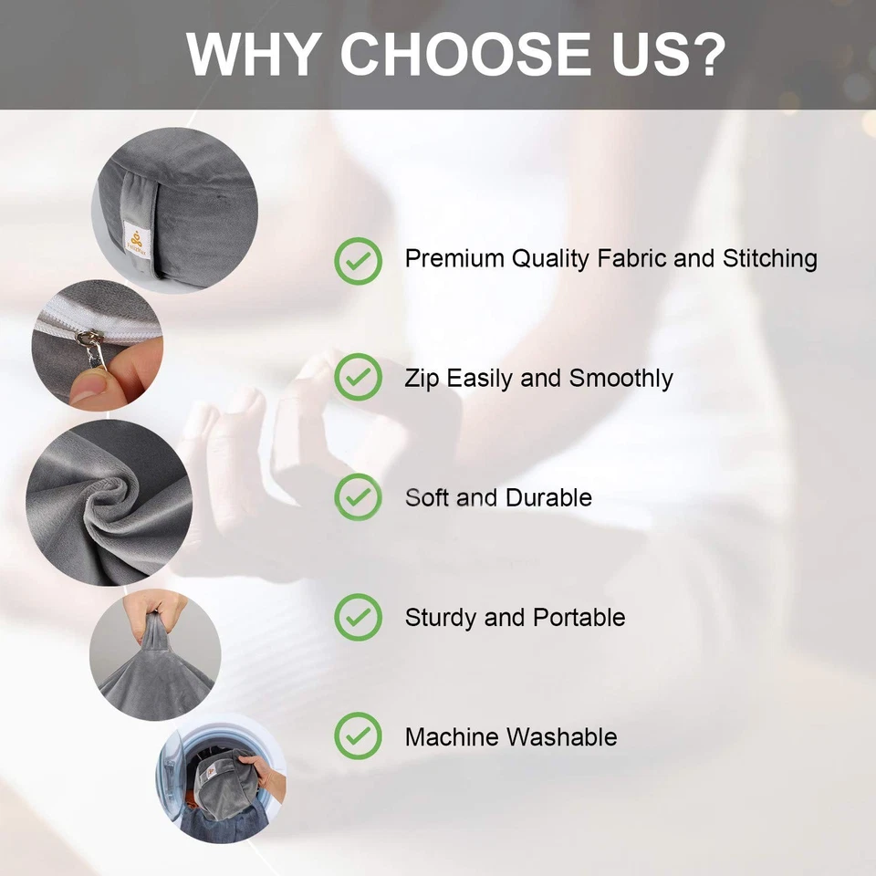 Круглая бархатная подушка для медитации D=13 дюймов/16 дюймов H=5,5 дюйма валик для йоги напольный пуф зафу... - Изображение 4 из 4