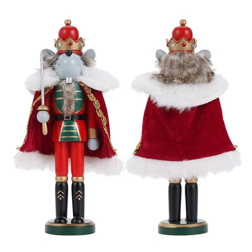 12 Inch Mouse King Wooden Nutcracker Christmas Ornament Festive Holiday Decor
