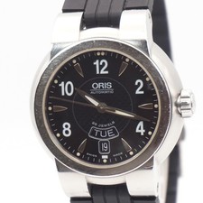 Overhauled Oris 7517-41 Automatic Black Dial Day Date Rubber Strap Men's Watch
