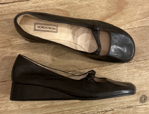 Nordstrom VTG Womens Dark Brown Leather Mary Jane Wedge Shoe Italy Size 5 1/2, Size 5, $90.3 - Photo 3
